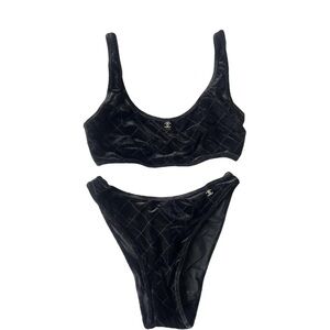 Coco Chanel black velour bikini